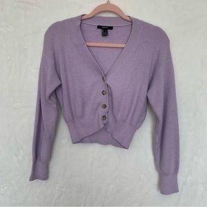 Forever 21 Lilac Cropped Button Up Cardigan, Size S